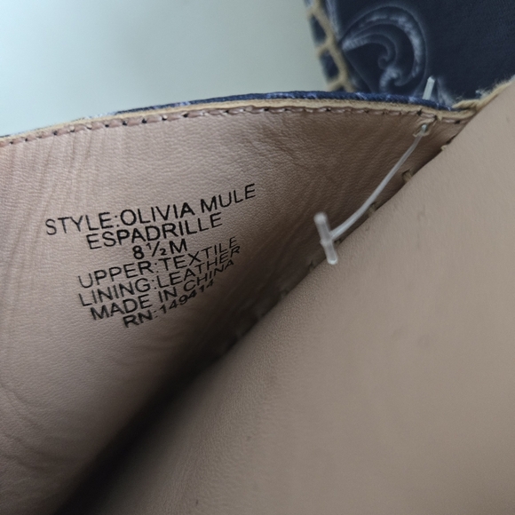 New JOHNNY WAS Olivia Mule Espadrille Flats NWOT Size 8.5 - Picture 12 of 13